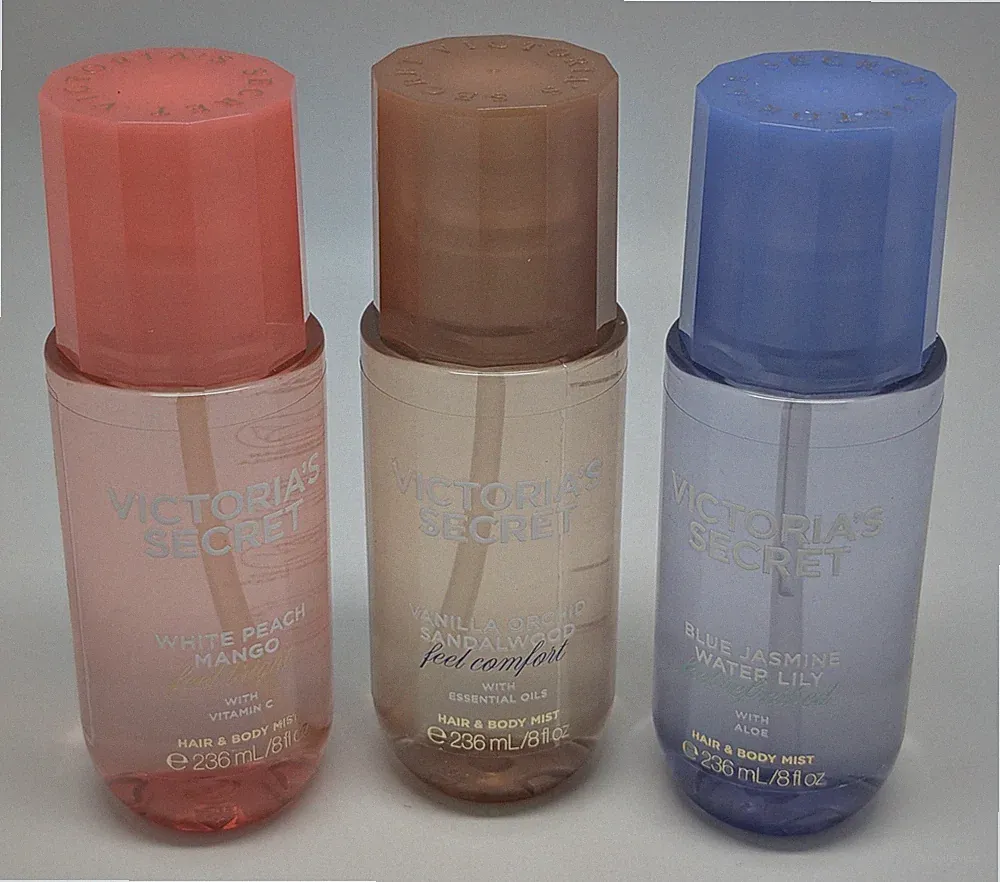 3 Various Victoria's Secret 'FEEL' Series Fragrance Hair & Body Mist - 8 oz each