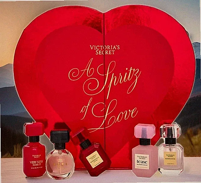 5 Pcs Set Victoria's Secret Valentines Perfume Gift Set Bundle - Limited Edition