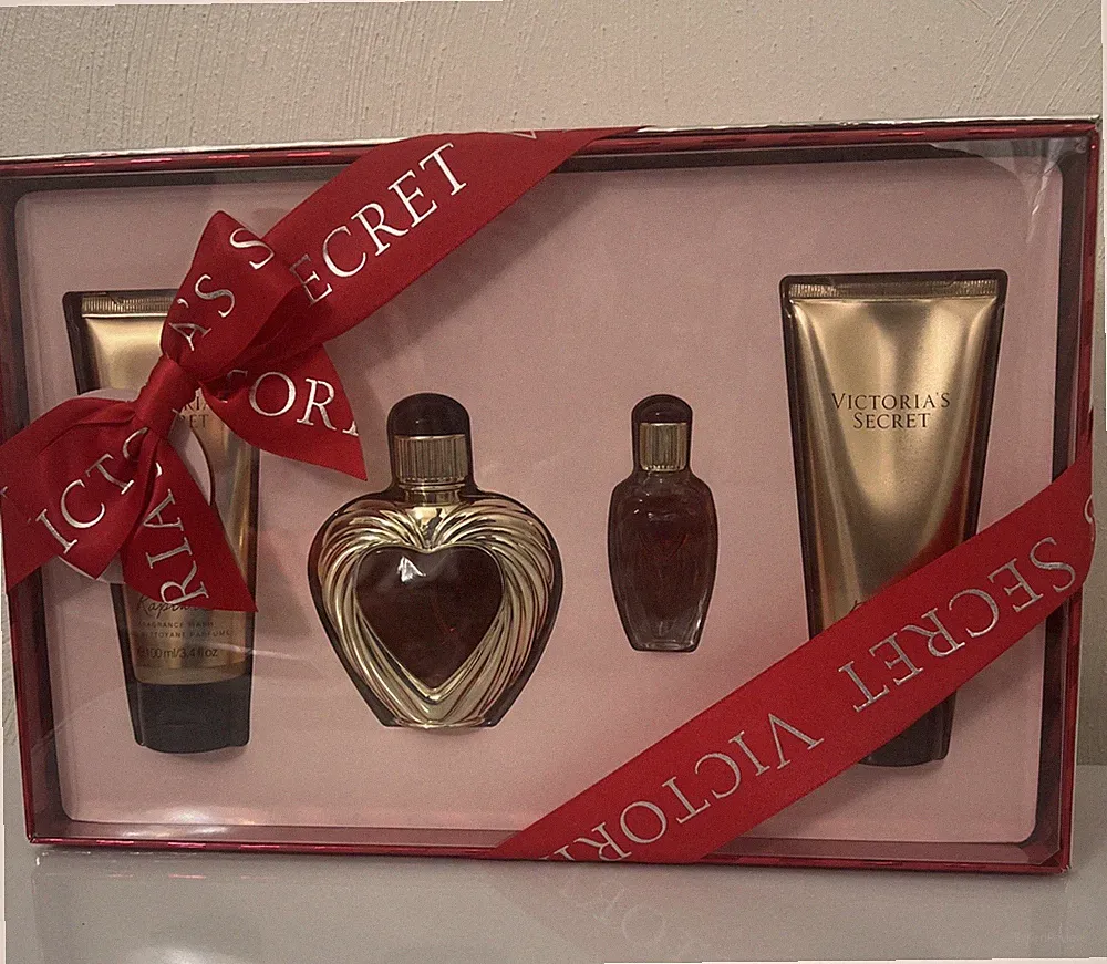 Victoria's Secret RAPTURE heart Shape Cologne Perfume Wash Lotion 4 Pcs Set New
